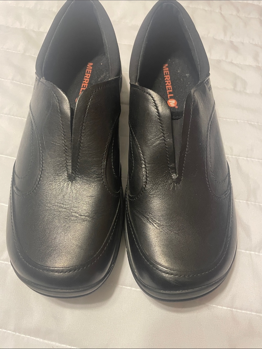 Merrell Black Slip-On Leather Loafers for Women